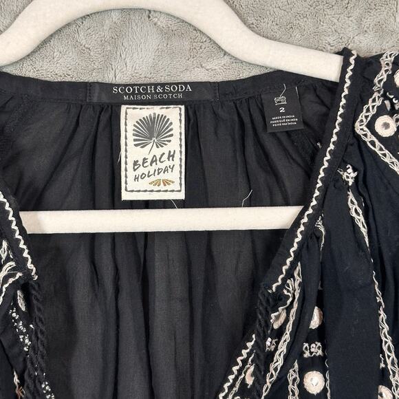 Scotch & Soda Maison Scotch Blouse Woman size 2 M Black Tunic Beach Boho Resort - Picture 4 of 5